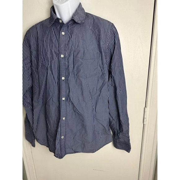 Gap lived-in mens stripe button down blue long sleeve size large #0705 - Picture 4 of 6